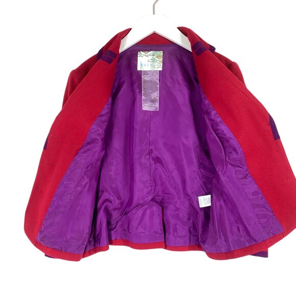 Baia Red purple Suit Jacket with Classic Fit and Versatile Style Boxy Fit sz8 - Picture 6 of 16